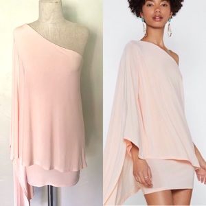 Nasty Gal One-Shoulder Mini Dress in Blush Pink